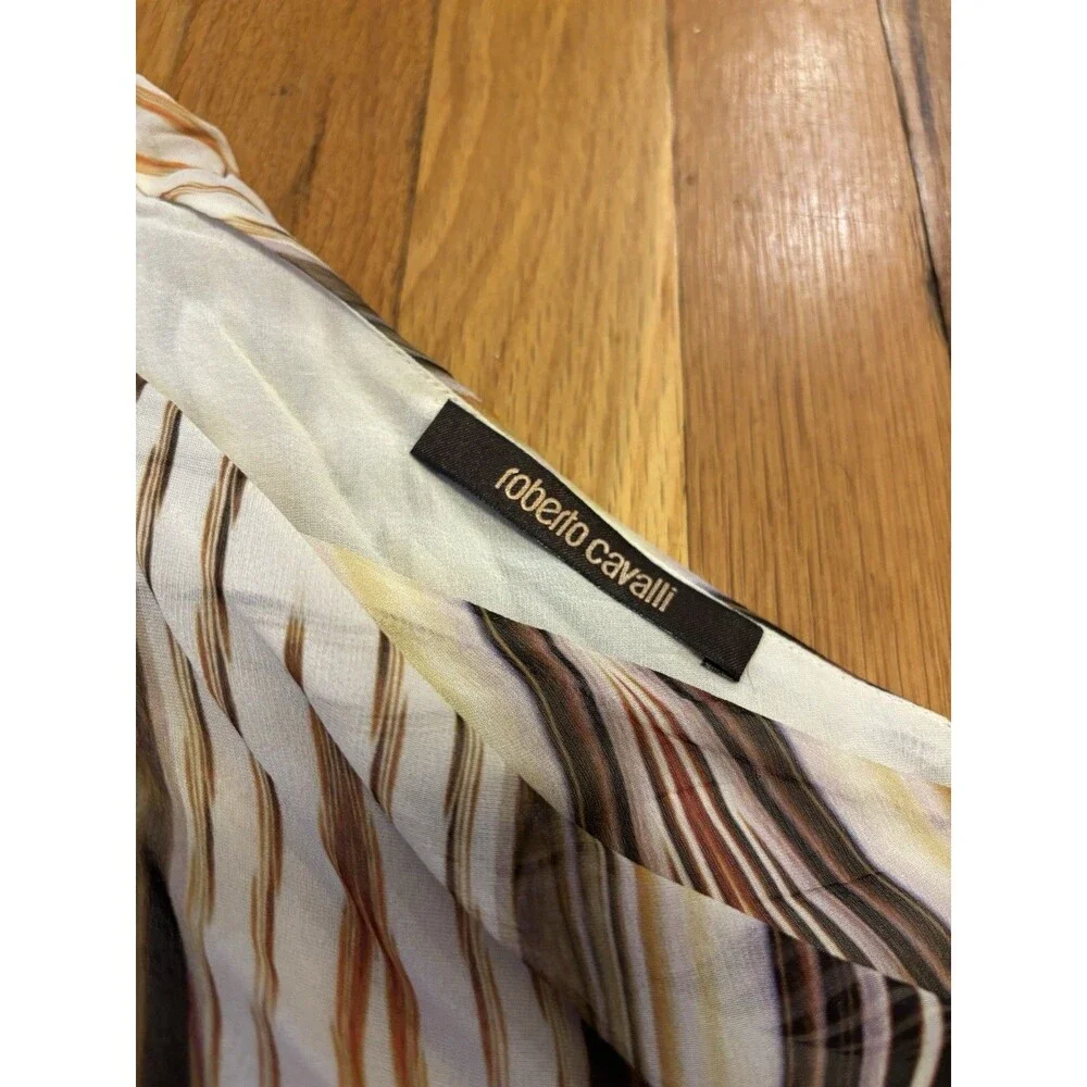 Vintage Roberto Cavalli Y2K One Shoulder Silk Tank Top Blouse Bead Size 38 US 2 - Picture 2 of 11